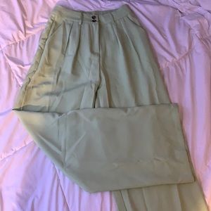 Sage colored wide legged trousers